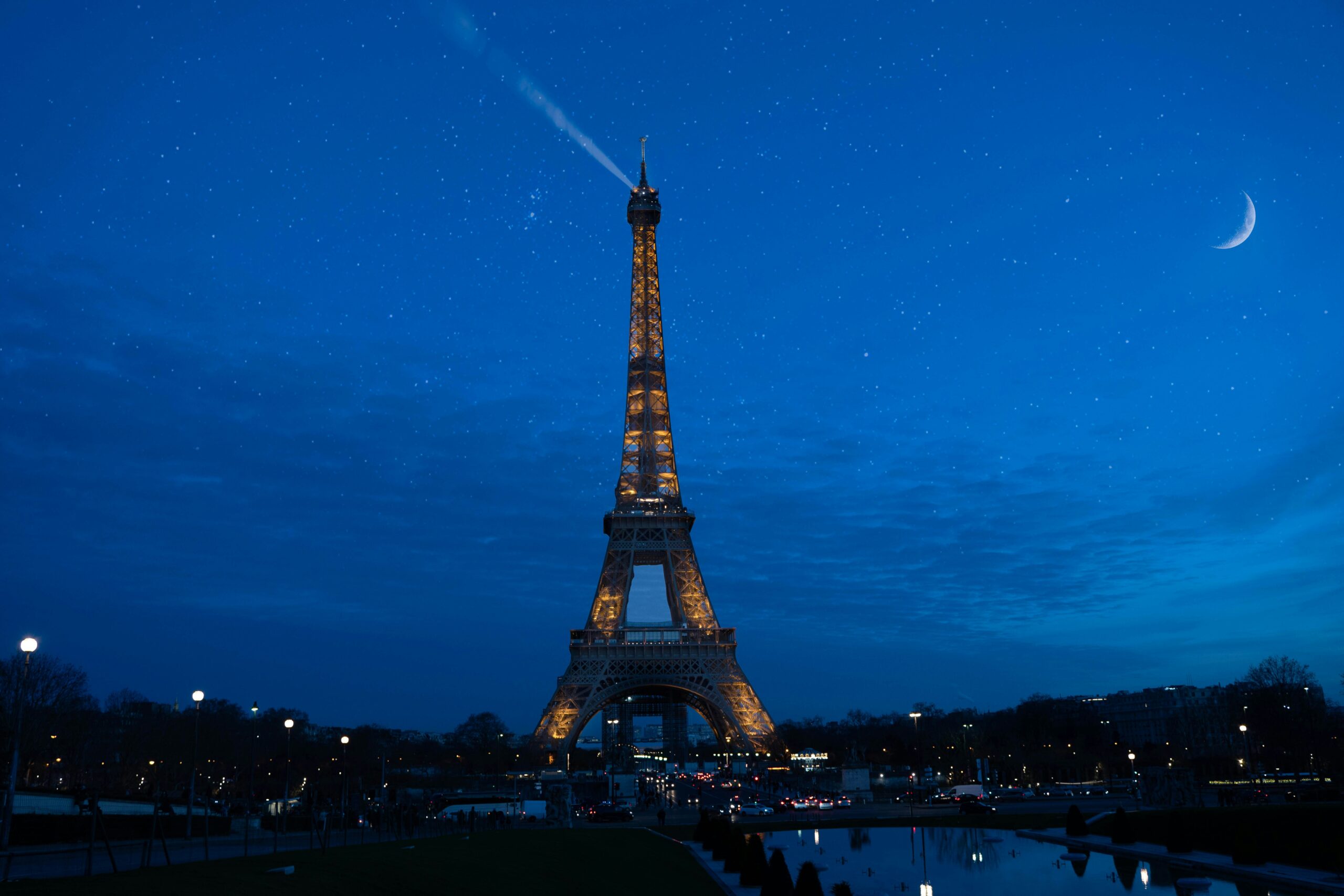 Eiffel Tower at sunset in Paris, France
